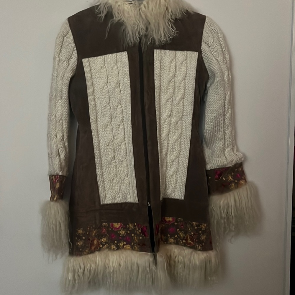 Anthropologie Phosphorus Suede Knit Sweater Coat